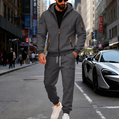 Herren Jogginganzug Kapuze mit Taschen Modern Sportlich