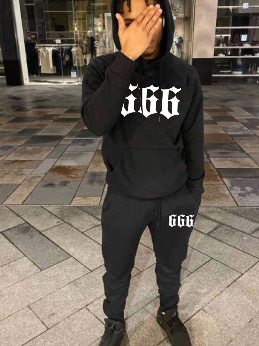 Herren Hoodie Set mit Jogginghose Grafikdruck Streetwear Style