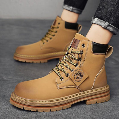 Damen Lederstiefeletten Robust Schnürsenkel Schuhe