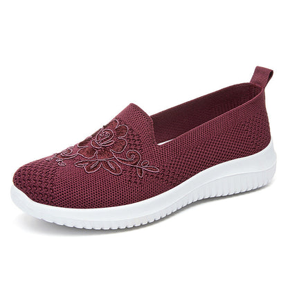 Damen Sneaker Bequem Blumenmuster Slip-On Schuhe