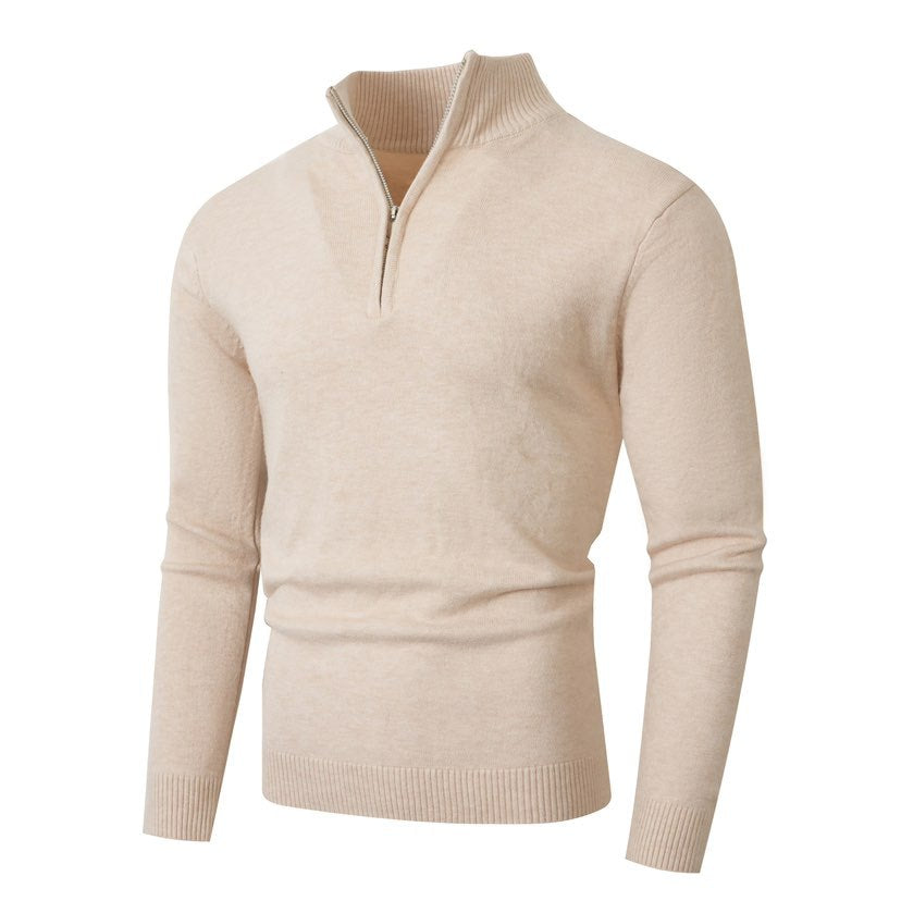 Herren Pullover Stehkragen Modern Reißverschluss Qualität - BerlinGlamour