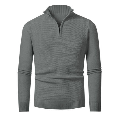 Herren Strickpullover Modern mit Reißverschluss und Wellenmuster