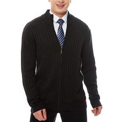 Herren Strickjacke Modern mit Reißverschluss und Rippmuster