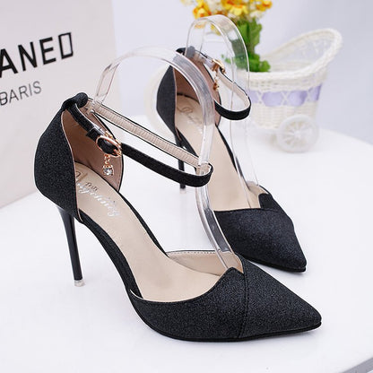 Glitzernde Damen High Heels Pumps mit Riemchen - BerlinGlamour