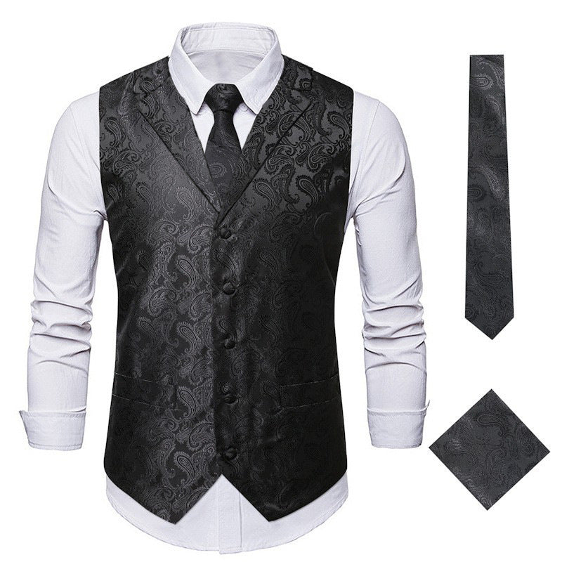 Elegante Herrenweste Paisley Muster Modern Schwarz