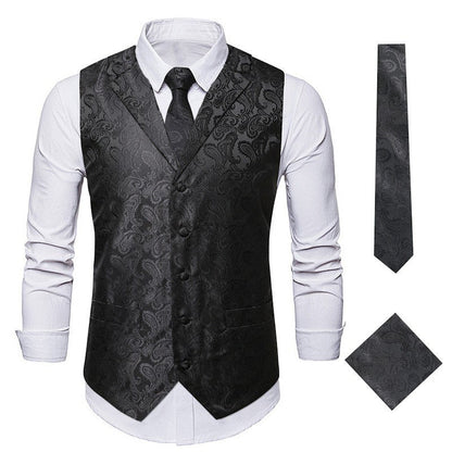 Elegante Herrenweste Paisley Muster Modern Schwarz