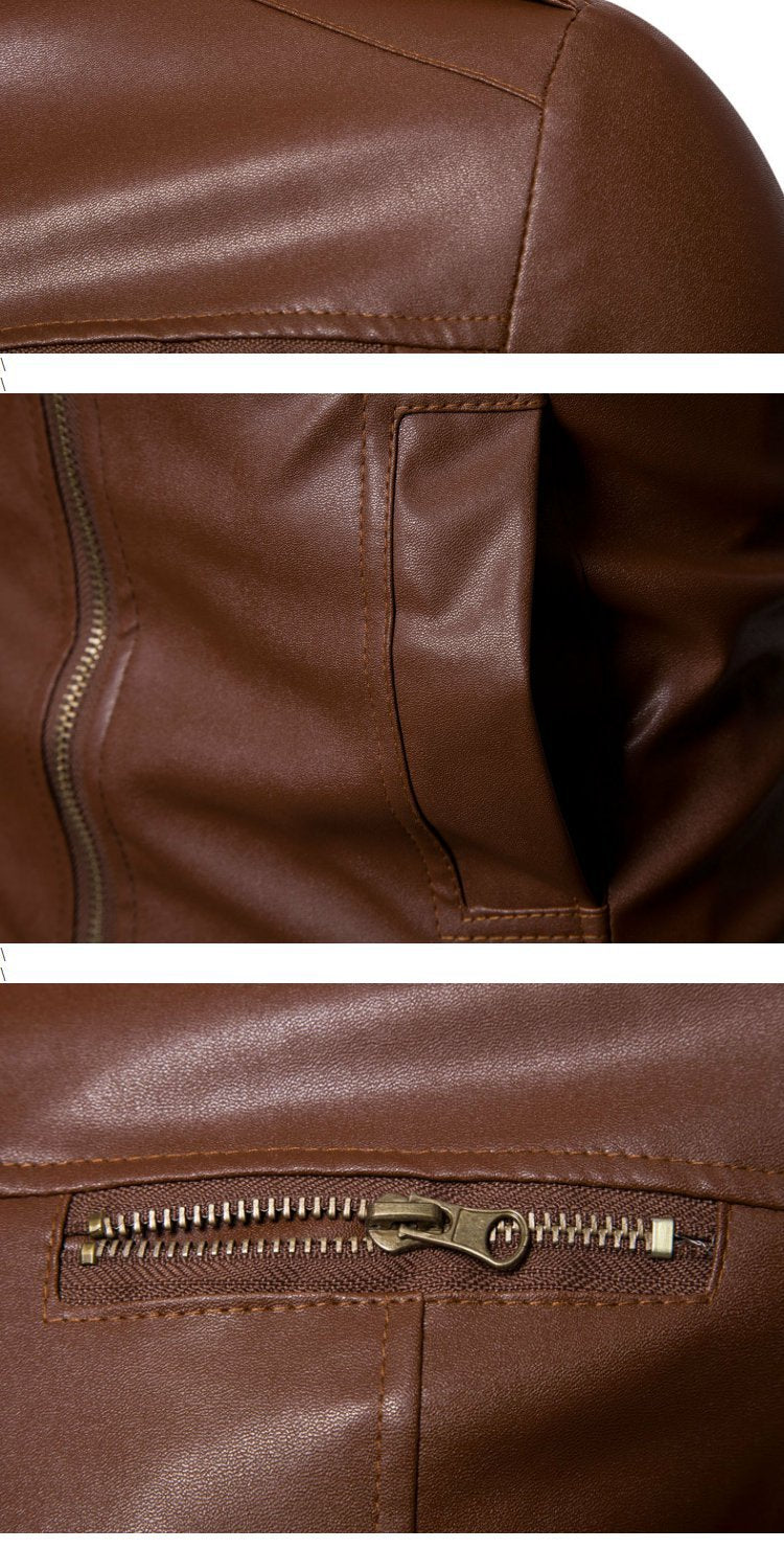 Herren Lederjacke Übergangsjacke Stehkragen Modern