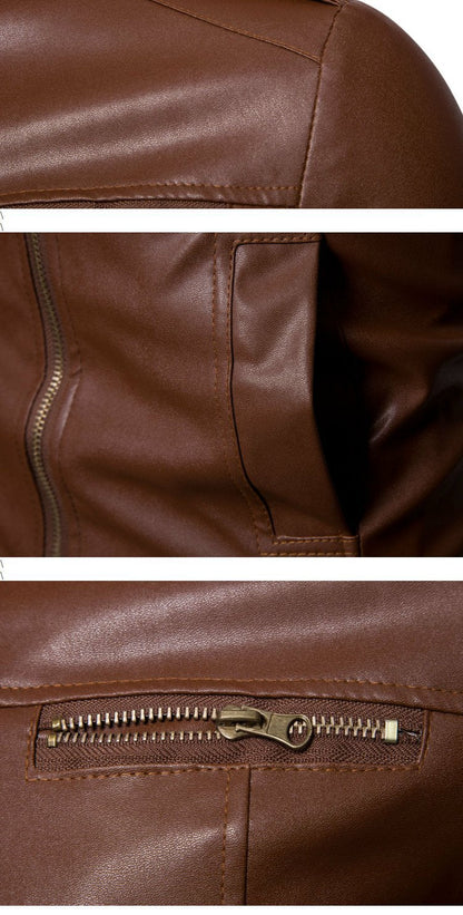 Herren Lederjacke Übergangsjacke Stehkragen Modern