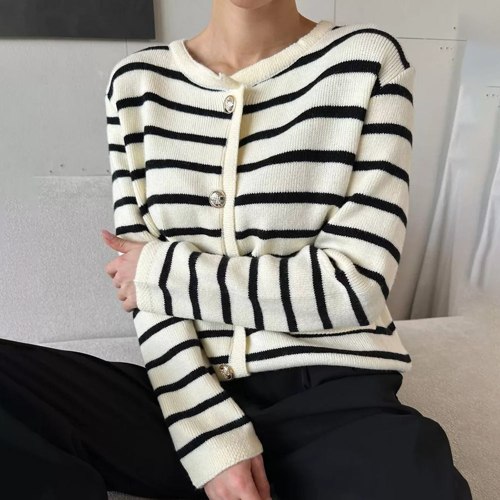 Damen Cardigan Streifen Modisch Vielseitig