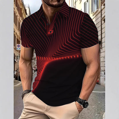 Herren Poloshirt Wellenmuster Atmungsaktiv Modern - BerlinGlamour