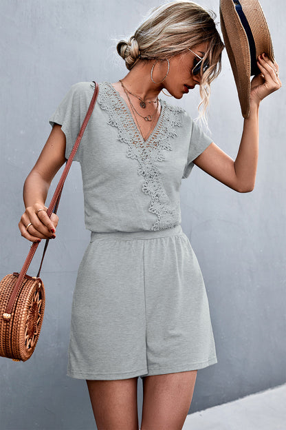 Damen Jumpsuit Elegant Häkel Applikationen Damenanzug