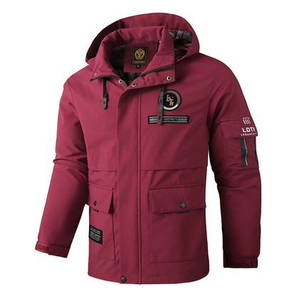 Herren Übergangsjacke Wasserdicht Mit Kapuze und Taschen