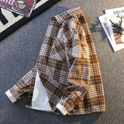 Herren Karohemd Entspannt Modern mit Taschen