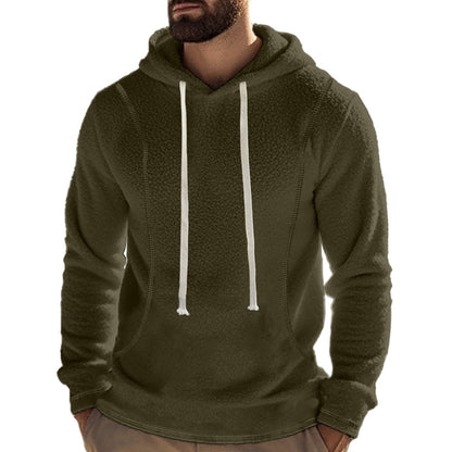 Herren Fleecepullover Kapuze Weich Kontrastnähte Modern