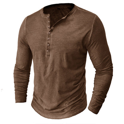 Herren Langarmshirt Modern Knopfleiste Eleganz