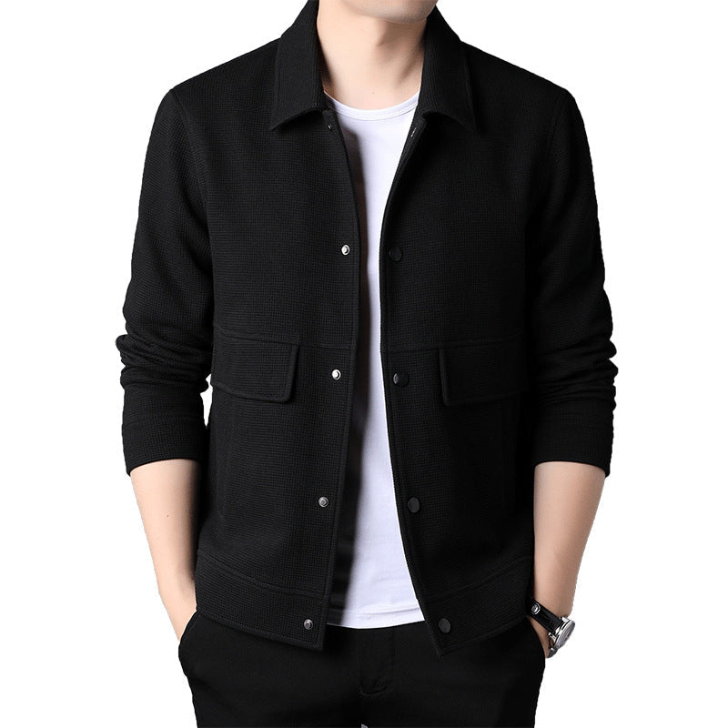 Herren Freizeitjacke Modern mit Klappentaschen Schwarz