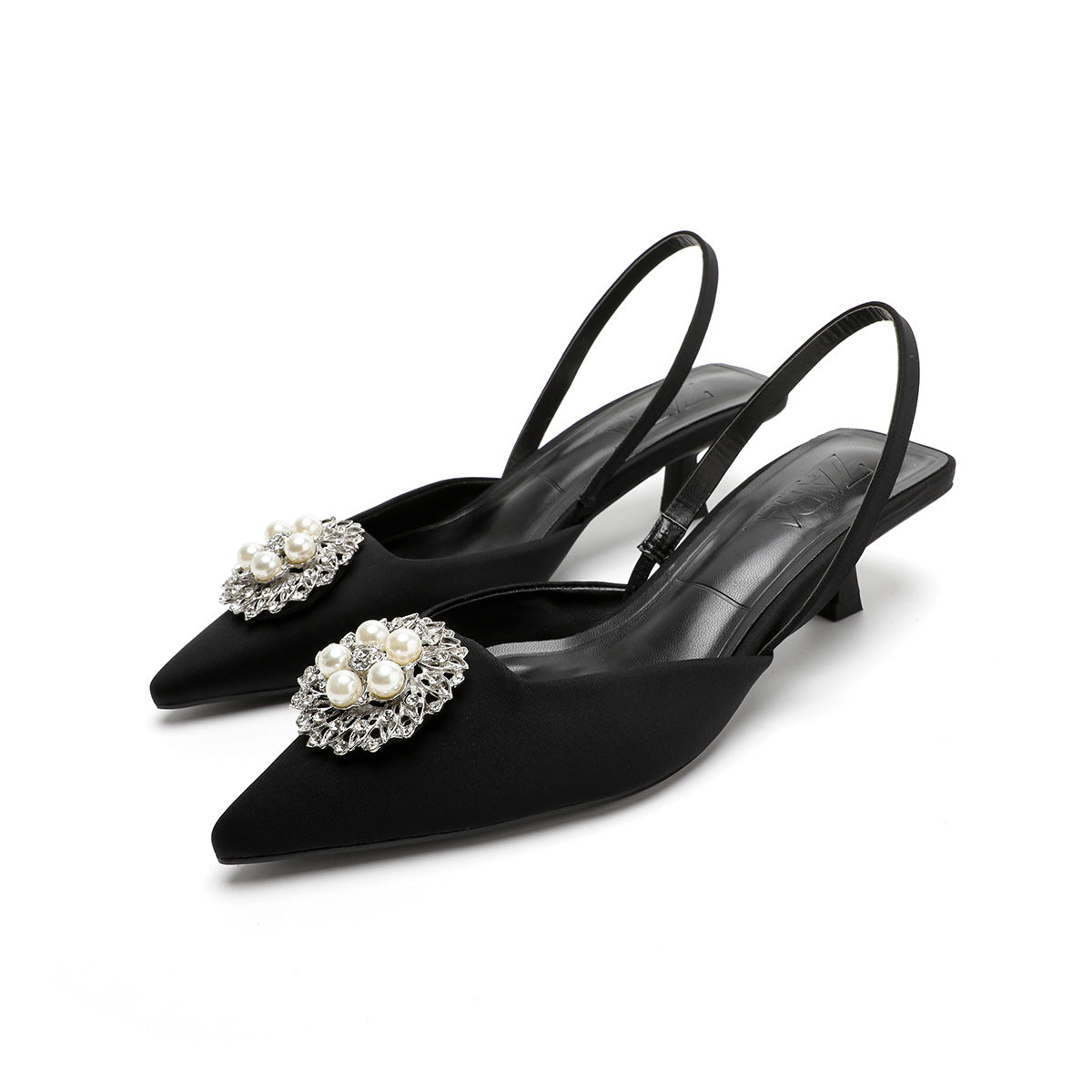 Damen Pumps mit Perlen Schmuck Bequem Laufsohle Elegant