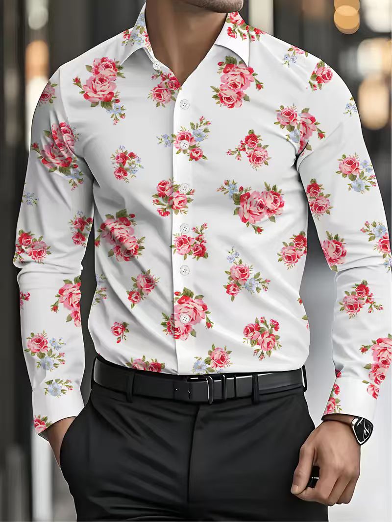 Herren Hemd Flora Muster Elegant Berlin