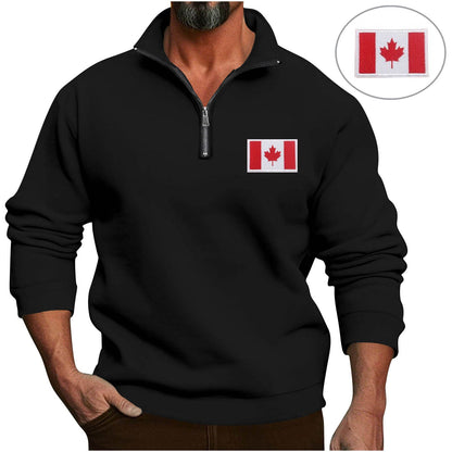Herren Fleece Pullover Reißverschluss Kragen Warm Modern
