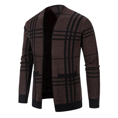 Herren Strickjacke Karomuster Modern mit Reißverschluss