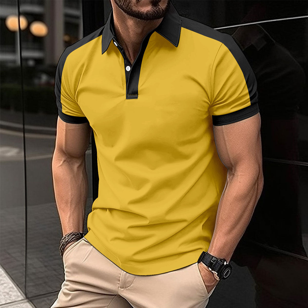 Herren Polohemd Sportlich atmungsaktiv Modern