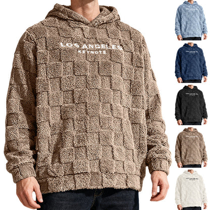 Herren Fleece Pullover Kapuzenpullover Waffelmuster Warm