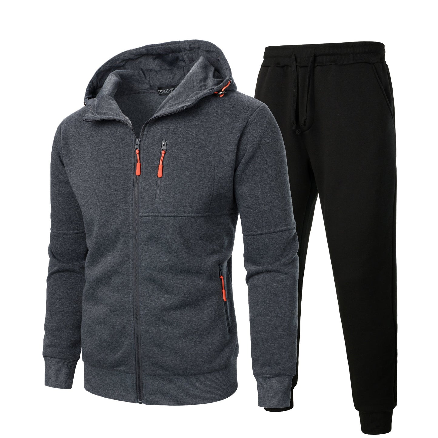 Herren Sportset Hoodie Jogginghose mit Taschen Grau Sportlich