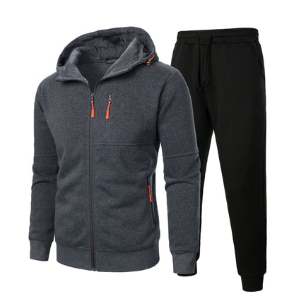 Herren Sportset Hoodie Jogginghose mit Taschen Grau Sportlich