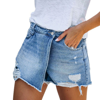 Damen Jeansshorts Ripped Hochgeschlitzt Trendy Sommer