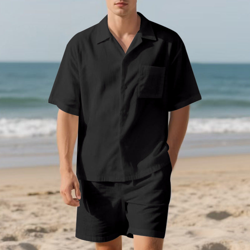 Herren Strandanzug Kurzarm Hemd Shorts Sommer - BerlinGlamour