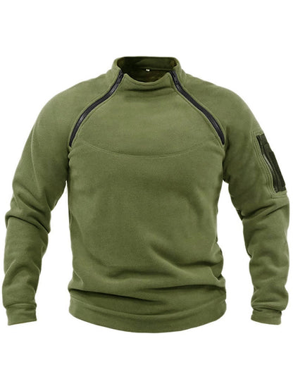 Herren Fleece-Hoodie Warm mit Reißverschluss und Hochkragen