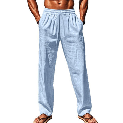Herren Sommerhose Leinen Bequem Elastisch