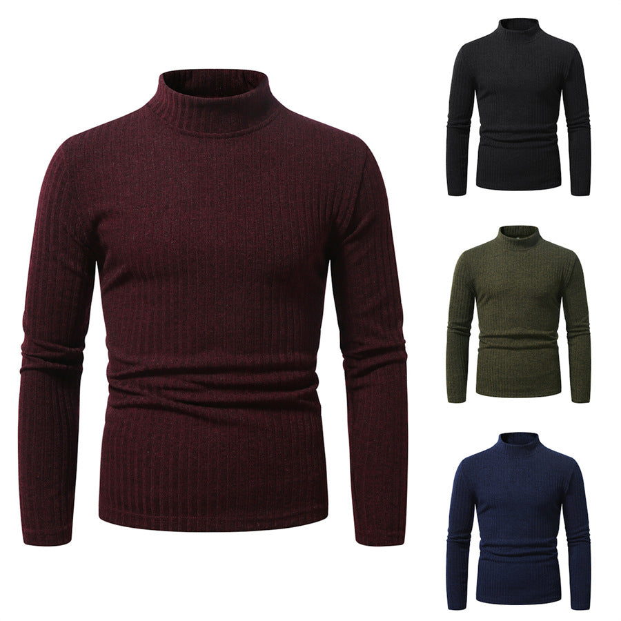 Herren Rollkragenpullover aus Wolle mit Rippmuster Elegant - BerlinGlamour