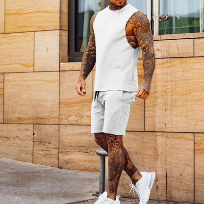 Herren Sportset Tanktop und Shorts Elastischer Bund Sportlich