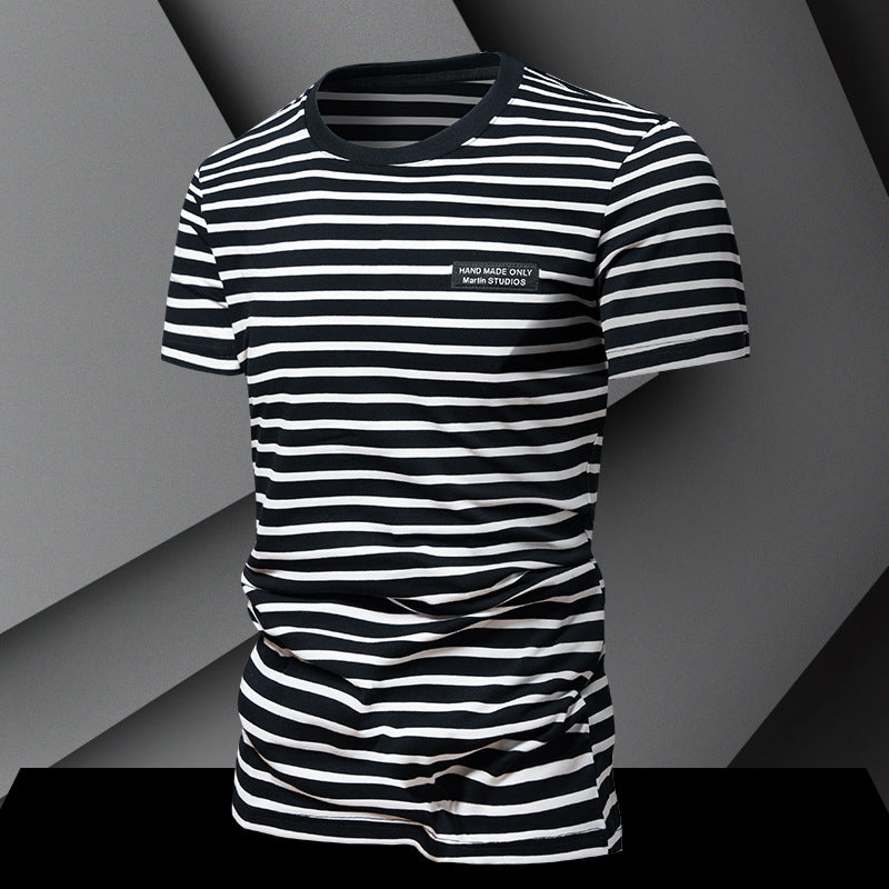 Herren T-Shirt Gestreift Relaxed Fit Casual