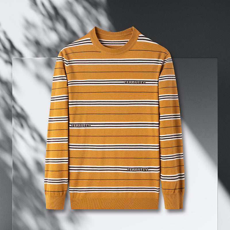 Herren Strickpullover Modern Streifenmuster Rundhals