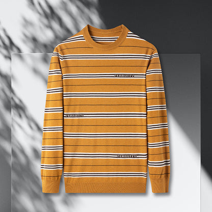 Herren Strickpullover Modern Streifenmuster Rundhals