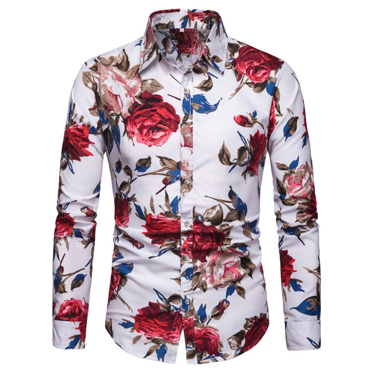 Herren Hemd Langarm Floralmuster Elegant Berlin