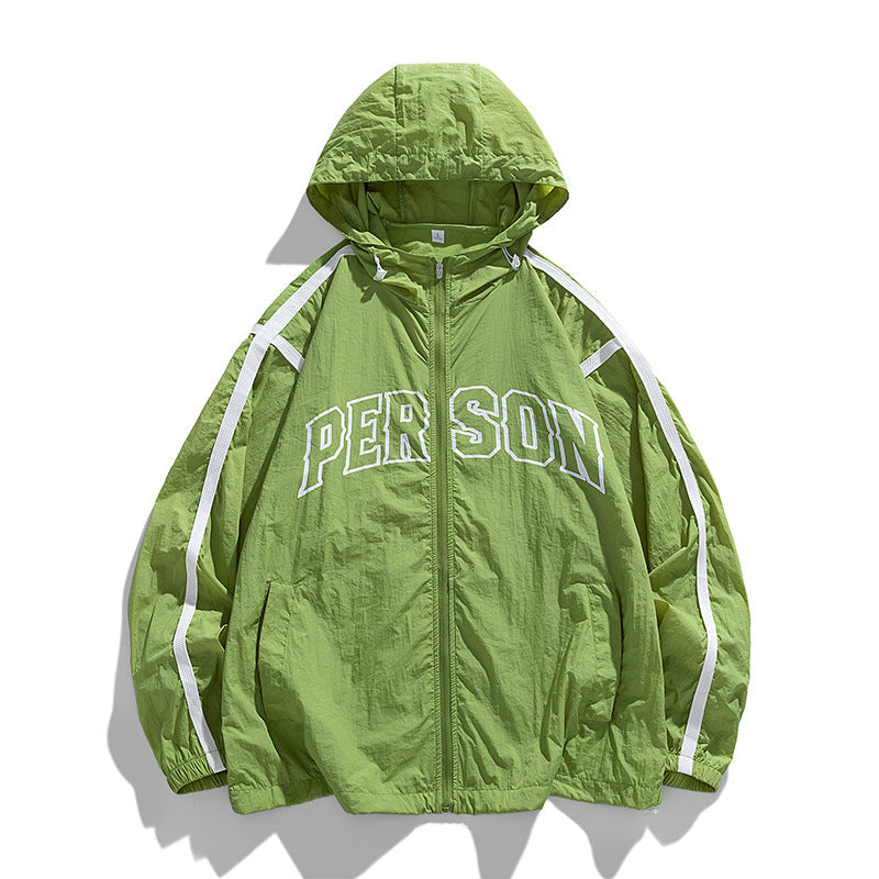 Herren Windbreaker Jacke Sportlich mit Kapuze Verstellbar