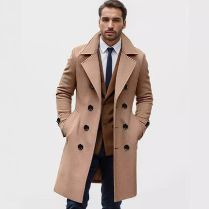 Herren Trenchcoat Eleganter Wollmantel Doppelreihig - BerlinGlamour