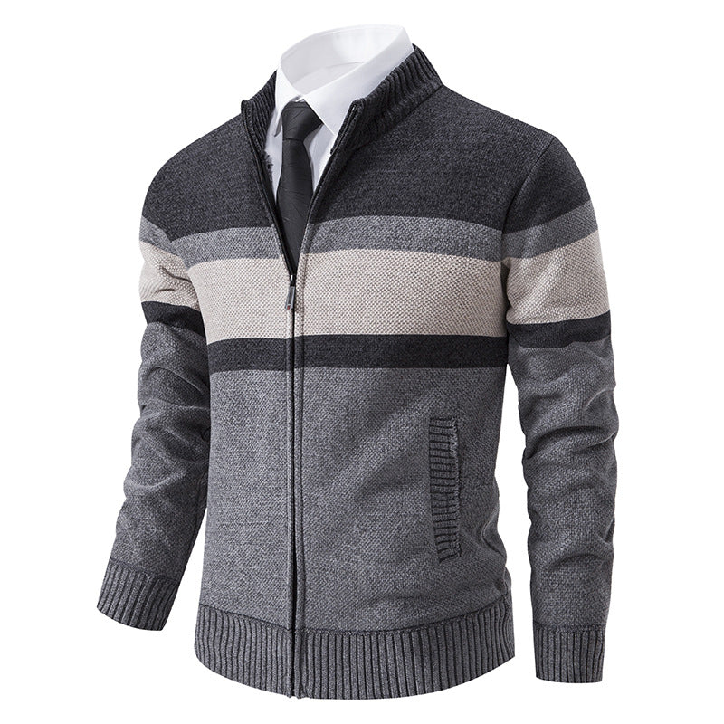 Herren Strickjacke Strukturiert Hochschließend Modern