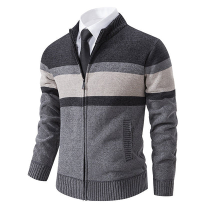 Herren Strickjacke Strukturiert Hochschließend Modern