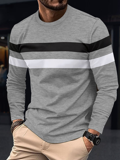 Herren Langarmshirt Sportlich Streifen Modern