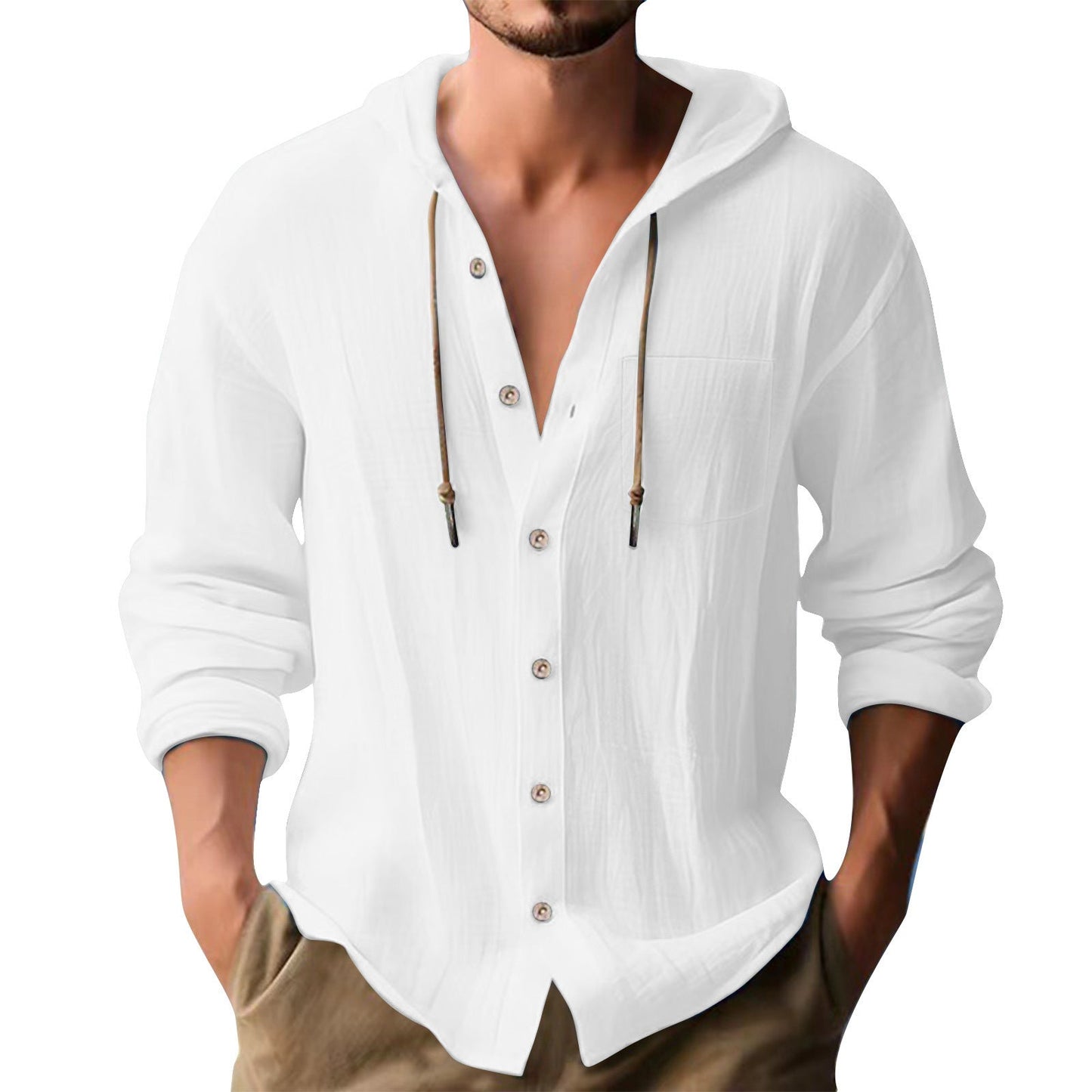 Herren lässiges Kapuzenshirt mit Knopfleiste und praktischen Taschen BerlinGlamour. - BerlinGlamour