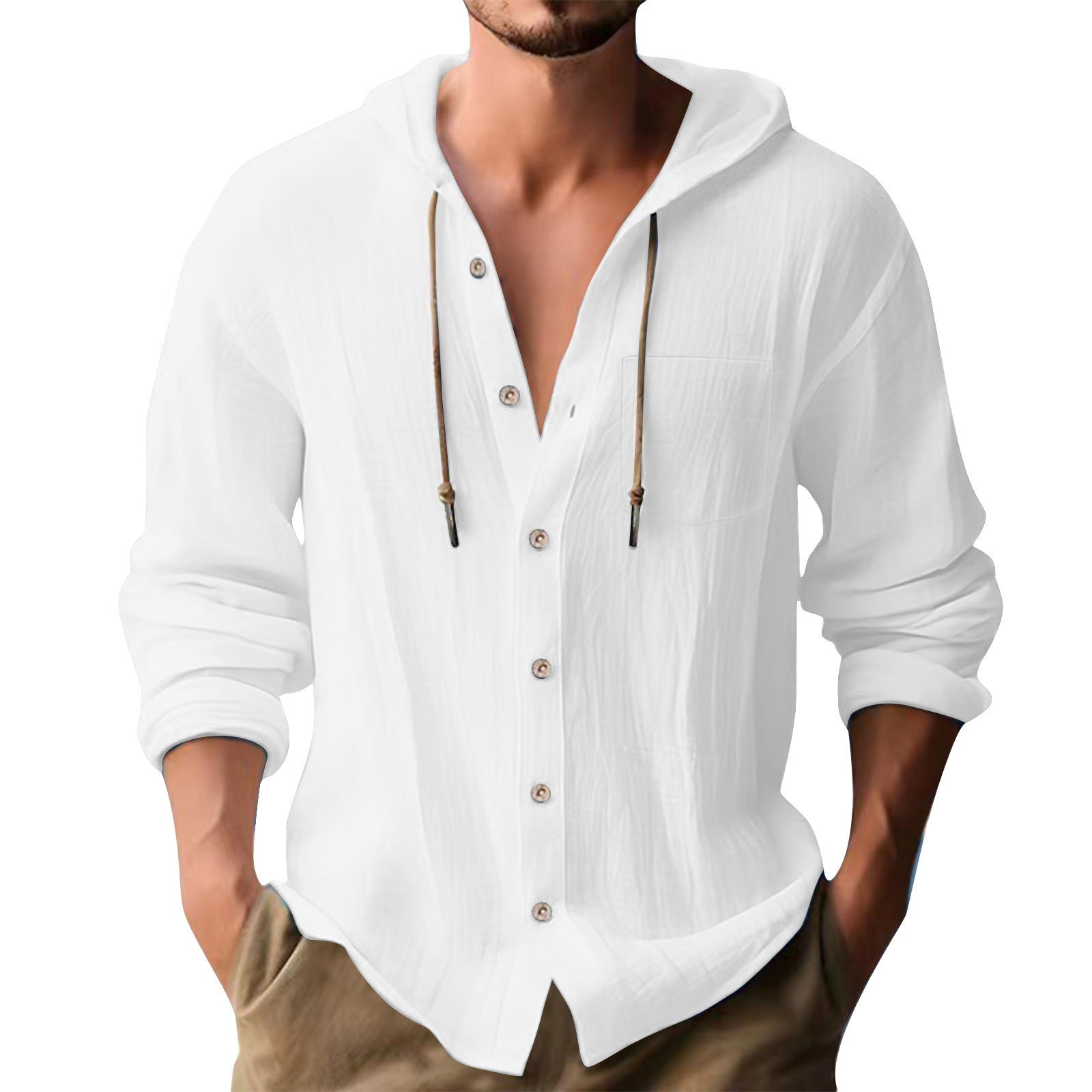 Herren lässiges Kapuzenshirt mit Knopfleiste und praktischen Taschen BerlinGlamour. - BerlinGlamour