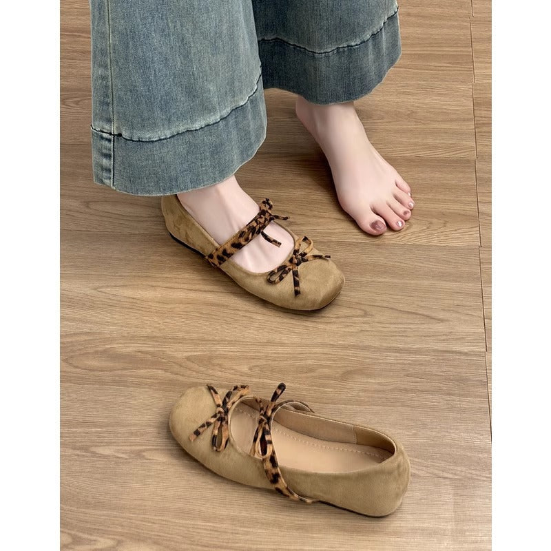Damen Ballerinas Leopardenmuster Weich ledersoft
