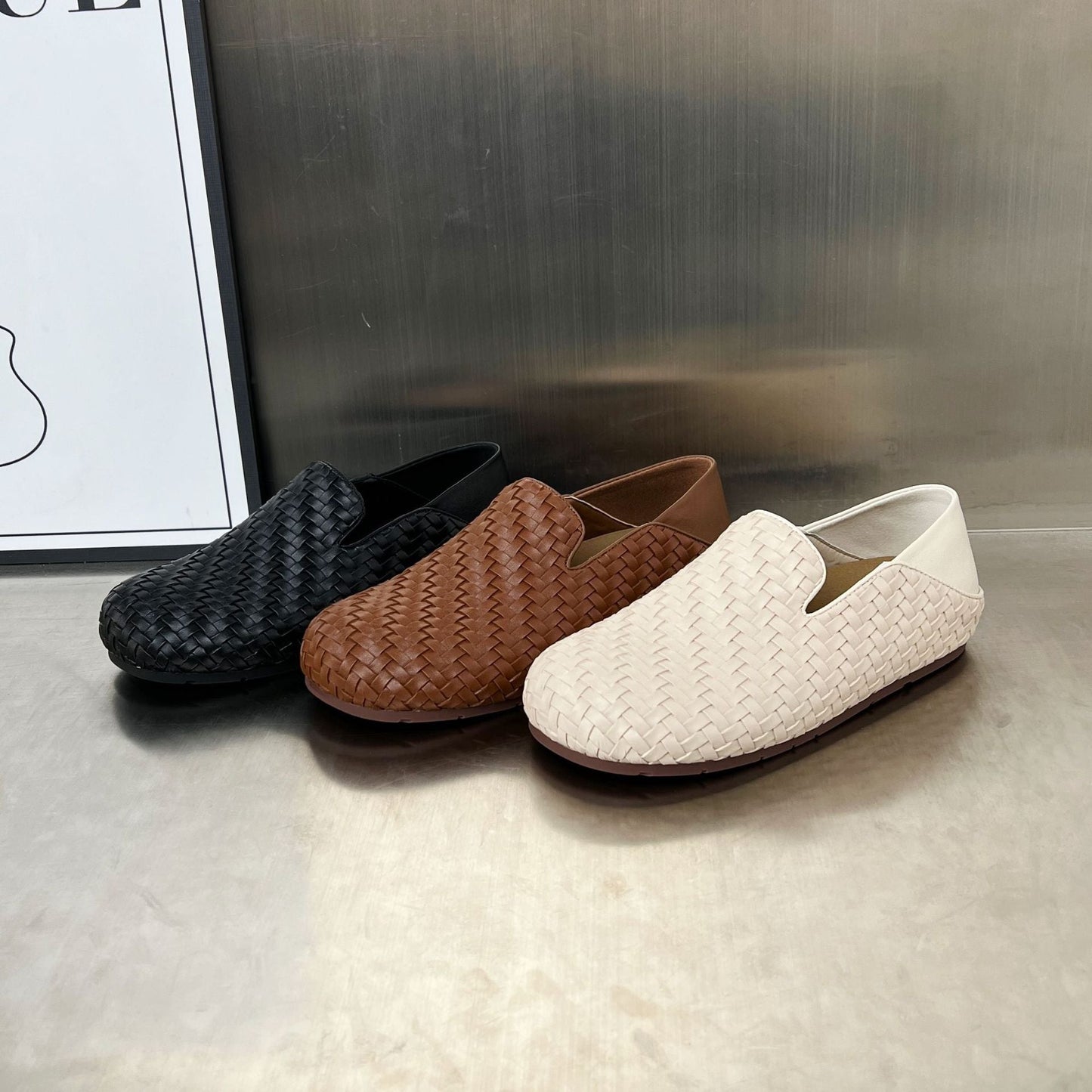 Damen Mokassins Bequem Flechtendesign Modern