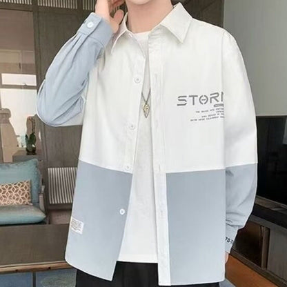 Herren Hemdjacke Modern Farbblock Design Slim Fit
