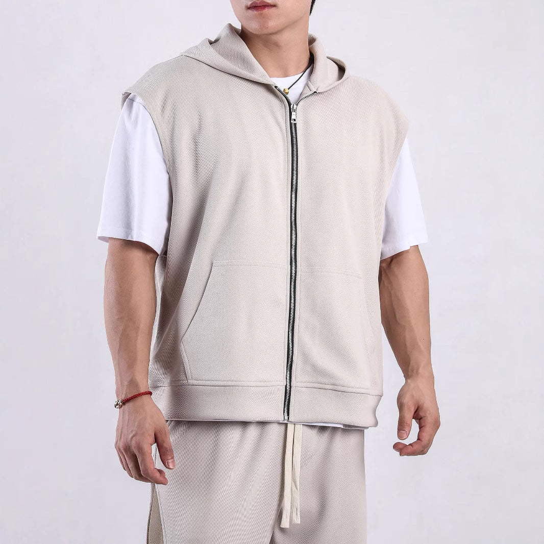 Männer Kapuzen-Shirt Ärmellos Sportlich mit Taschen - BerlinGlamour