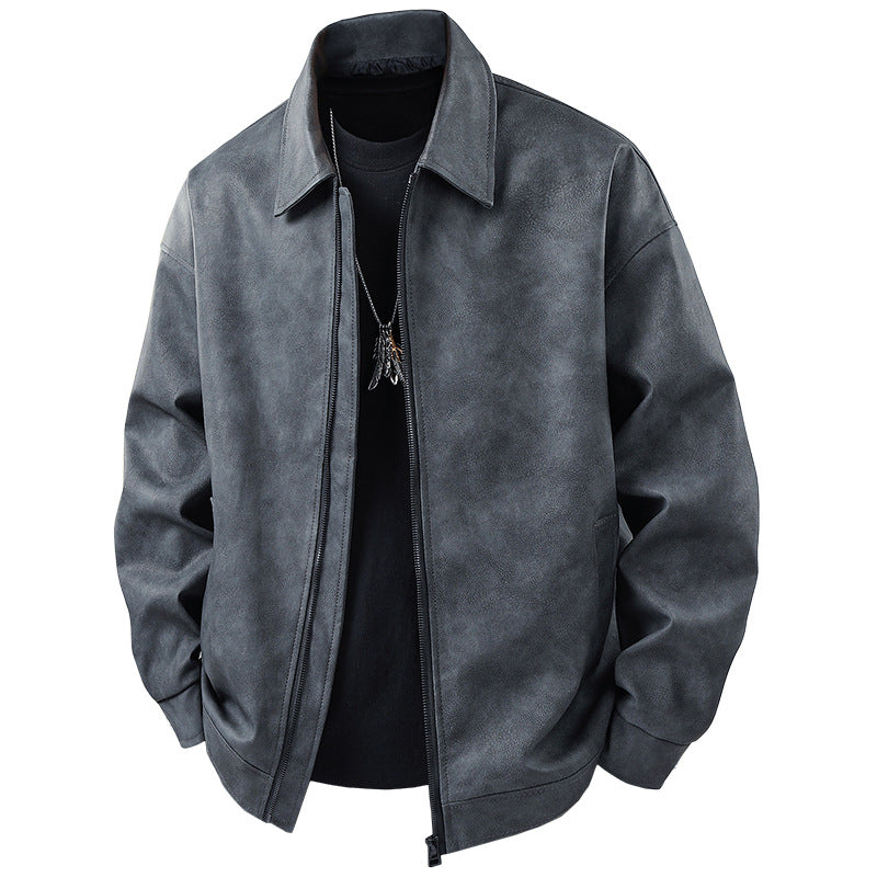 Herren Lederjacke Sportlich Elastisch Schwarz Modern